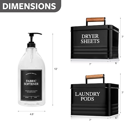 Miniatura 2 de Calindiana Moderno dispensador de detergente líquido para ropa y suavizante de tela, soporte para sábanas de secadora y soporte para cápsulas de