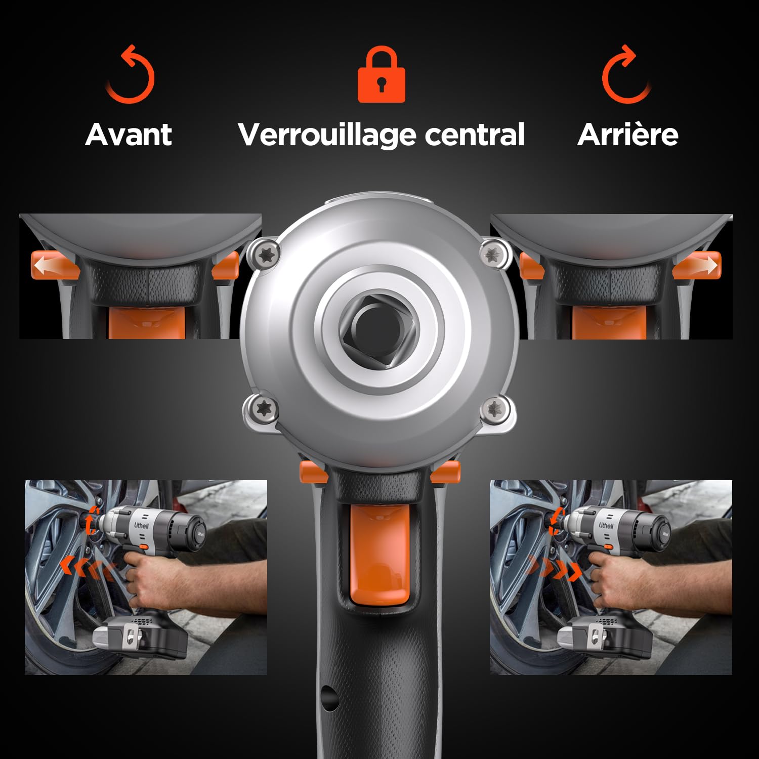 Litheli Visseuse à choc sans fil 400 Nm – Batterie 2,0 Ah, mandrin 1/2 pouce, vitesse variable, éclairage LED – Parfaite pour l’auto, le bricolage et l’assemblage de meubles