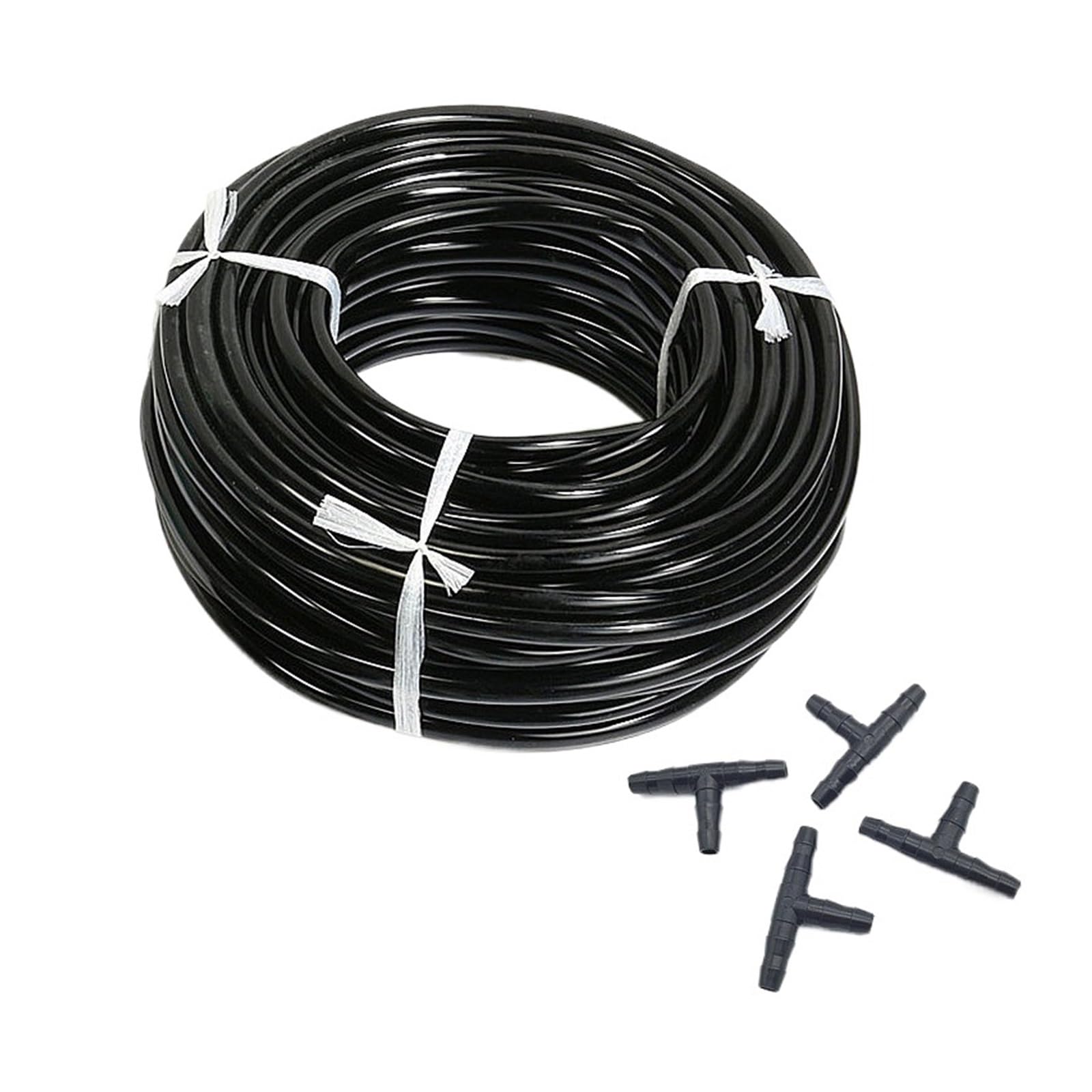 manguera de jardín, tubería de agua de manguera de Conector Accesorios for sistemas de riego de jardín Tubo de riego con manguera de 1/4 de color negro