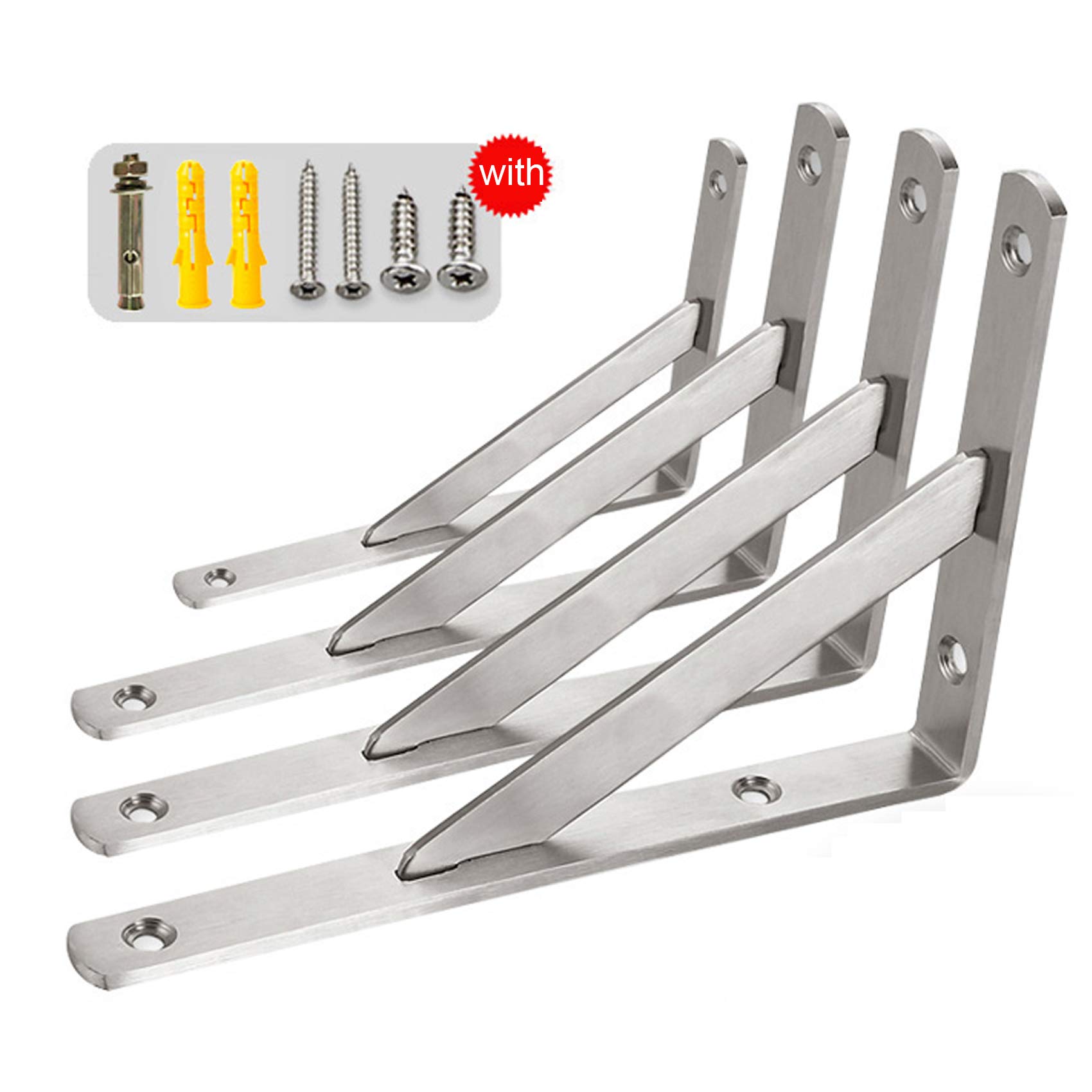 Staffe per mensole in acciaio inossidabile, supporto per mensole da appendere a parete, staffe per mensole montate a parete da 2 pezzi, staffe galleggianti, staffe a forma di L da 90 gradi (300x155