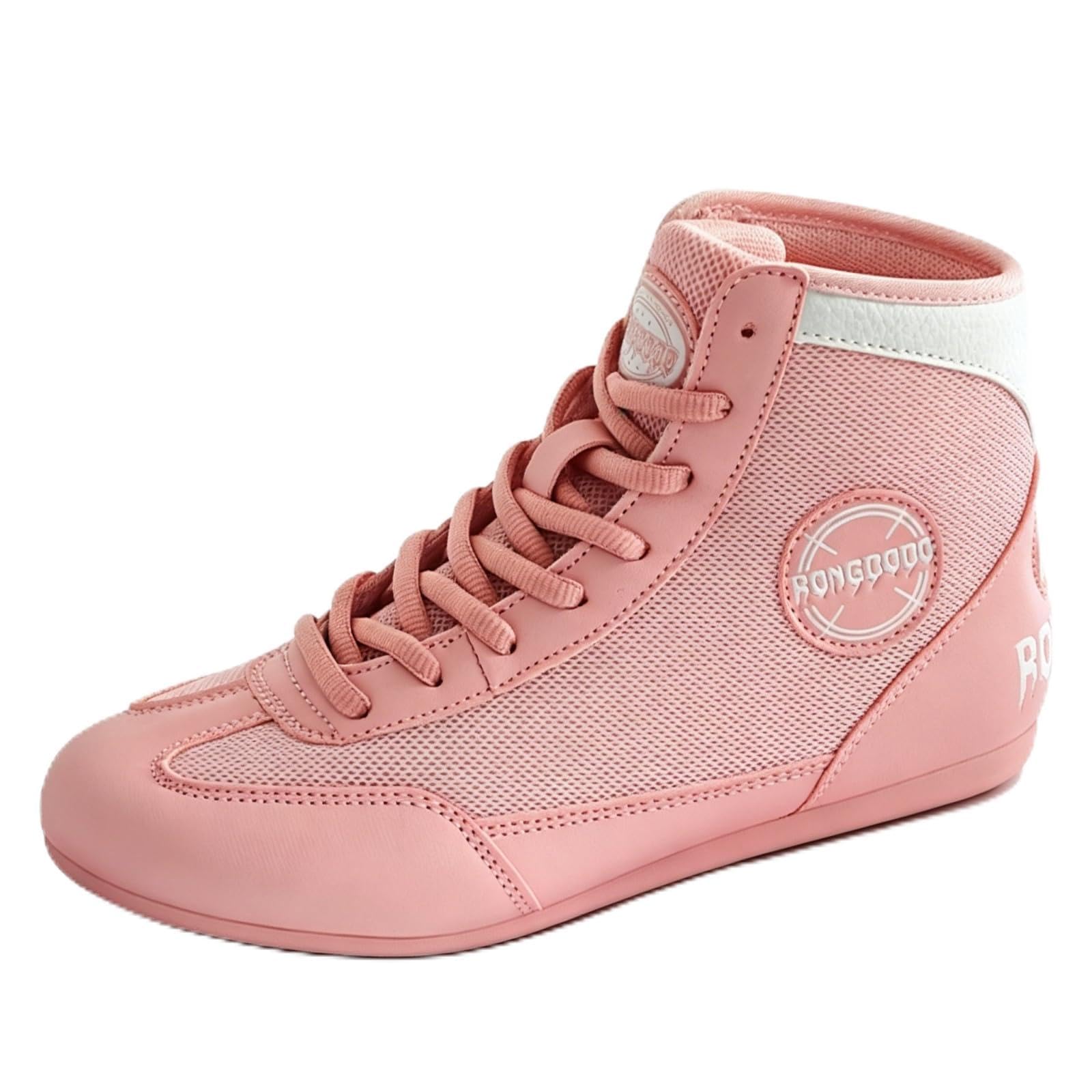 Zapatillas Boxeo Hombre Mujer Zapatillas Lucha Botas Fitness Caña Alta Planas Antideslizantes Zapatillas Halterofilia Powerlifting para Jóvenes