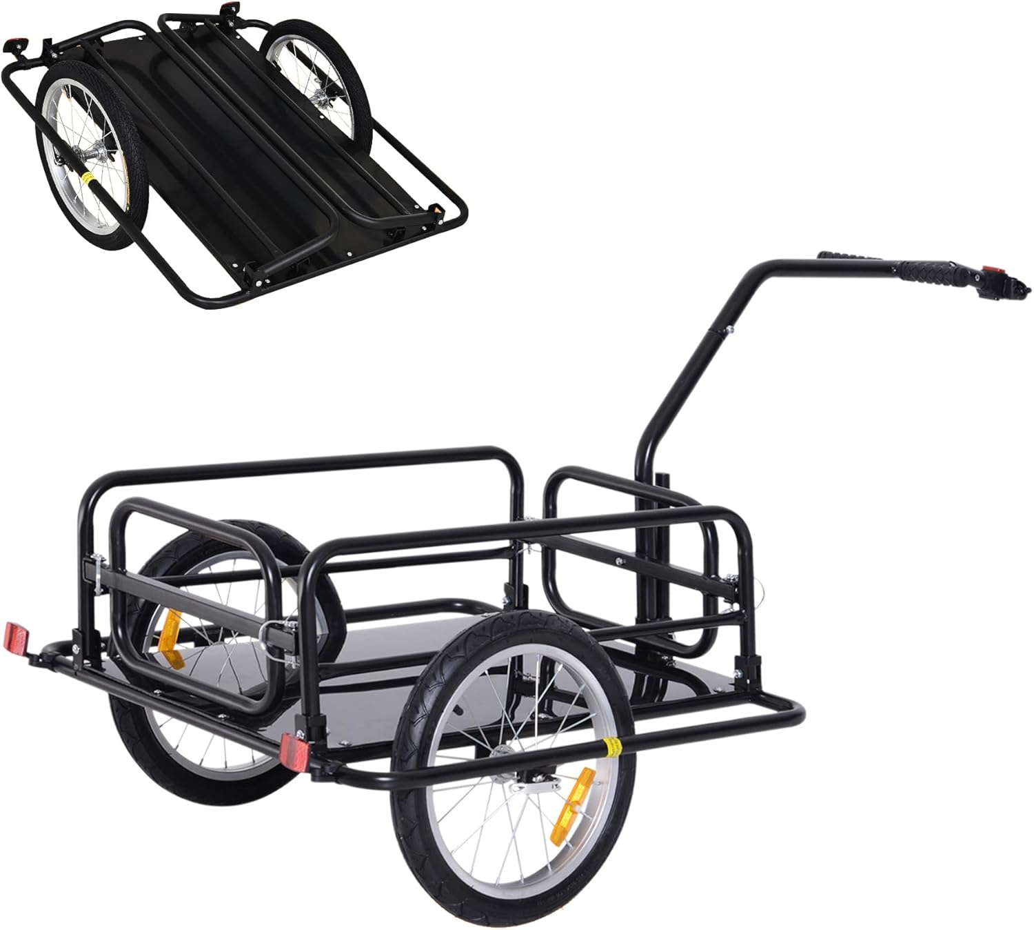 Bike Cargo Trailer, Bicycle Trailer, 88 lbs Load Capacity, Heavy-Duty Bicycle Wagon Cart w/16 Wheels, Foldable Compact Storage with Universal Hitch