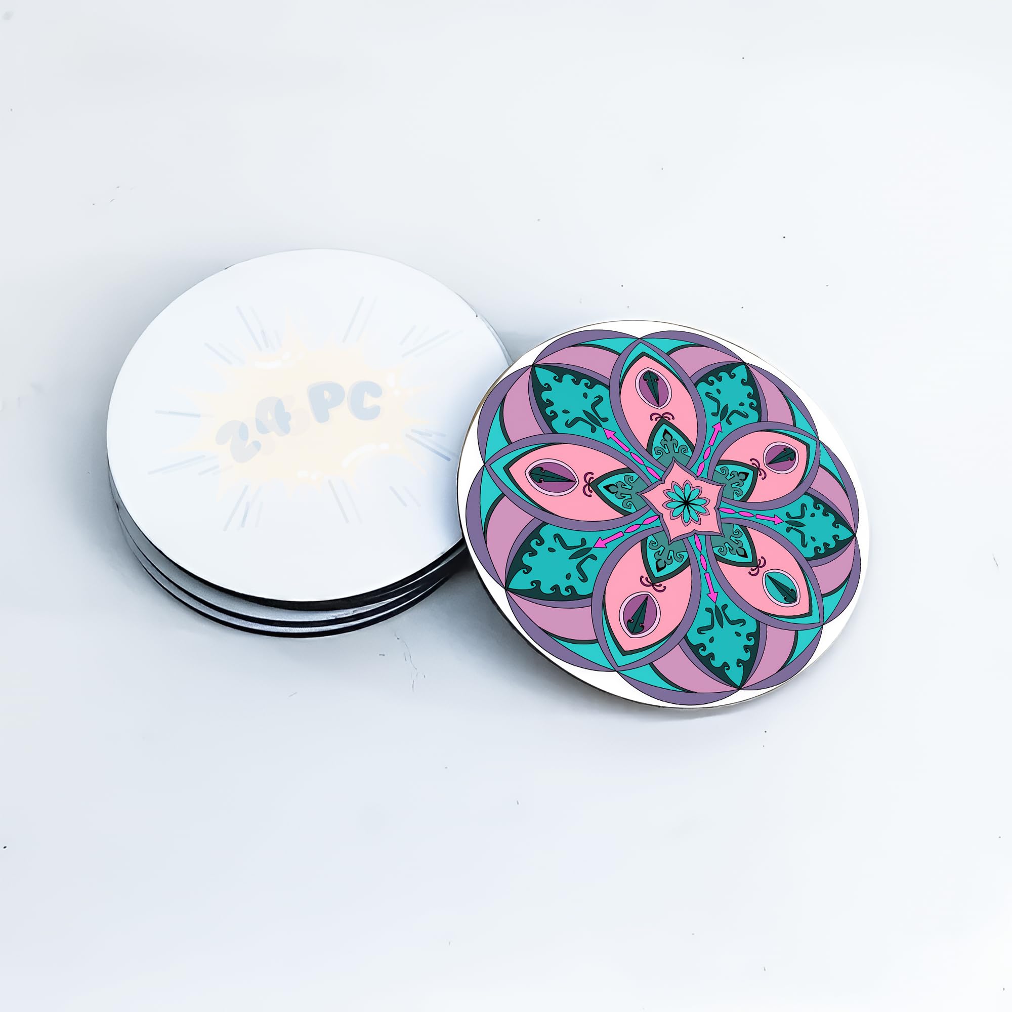 Sublimation Blanks 3 Inch - MDF Badge with Adhesive Pin for Heat Press, DIY Custom Pins, Promotional Events - White Blank Sublimation Buttons for Crafts & Gifts (24 Pack)
