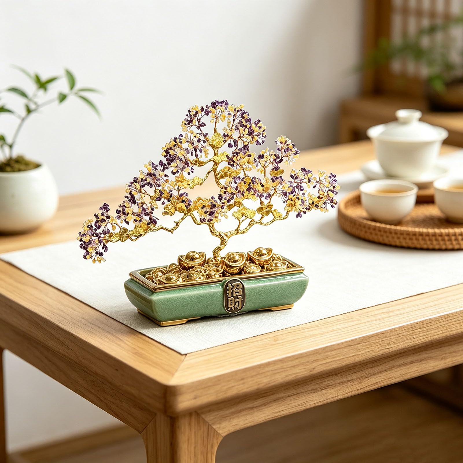 Drzewo kryształów Feng Shui Money Tree, naturalne duże drzewo kryształowe