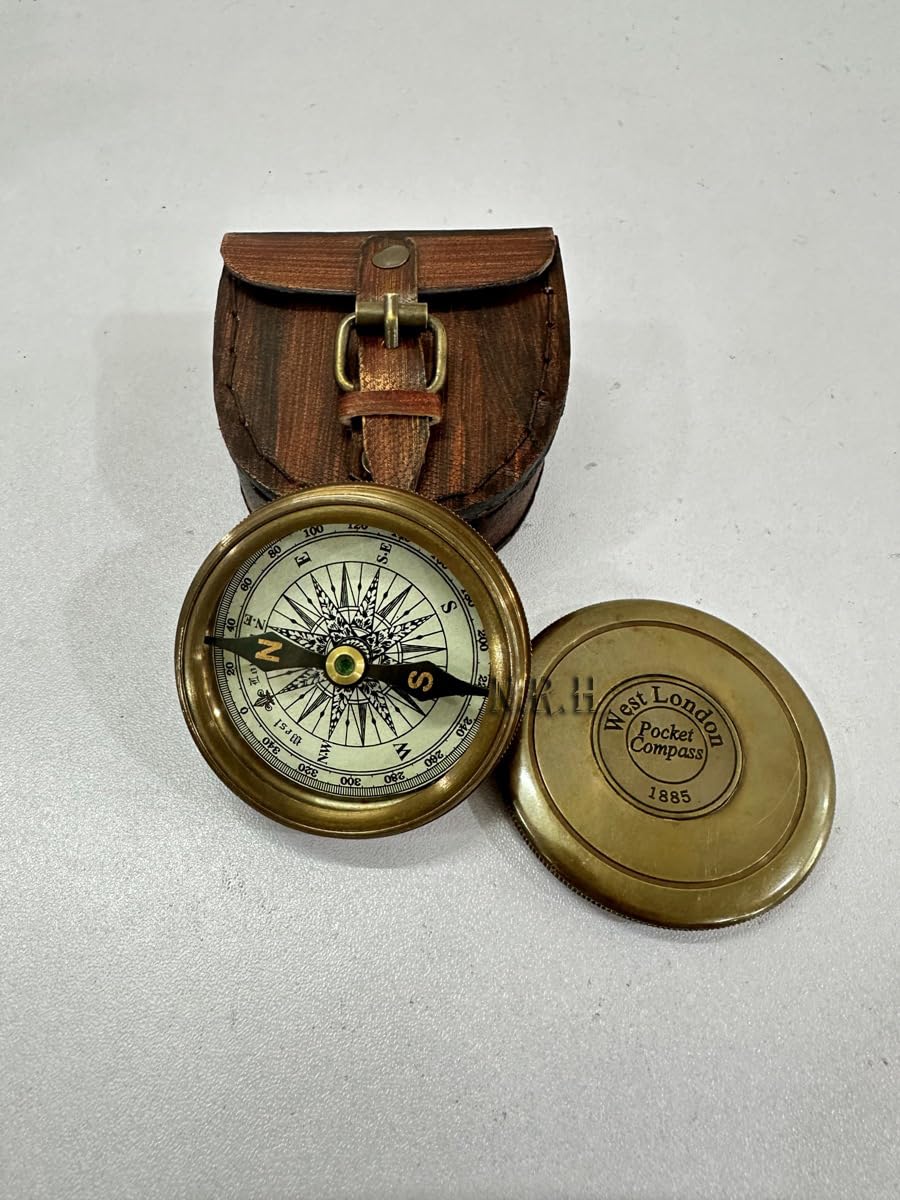 Bussola tascabile da 7,6 cm West London 1885 direzionale magnetica di navigazione Robert Frost Bussola per escursionismo, campeggio, caccia all'aperto