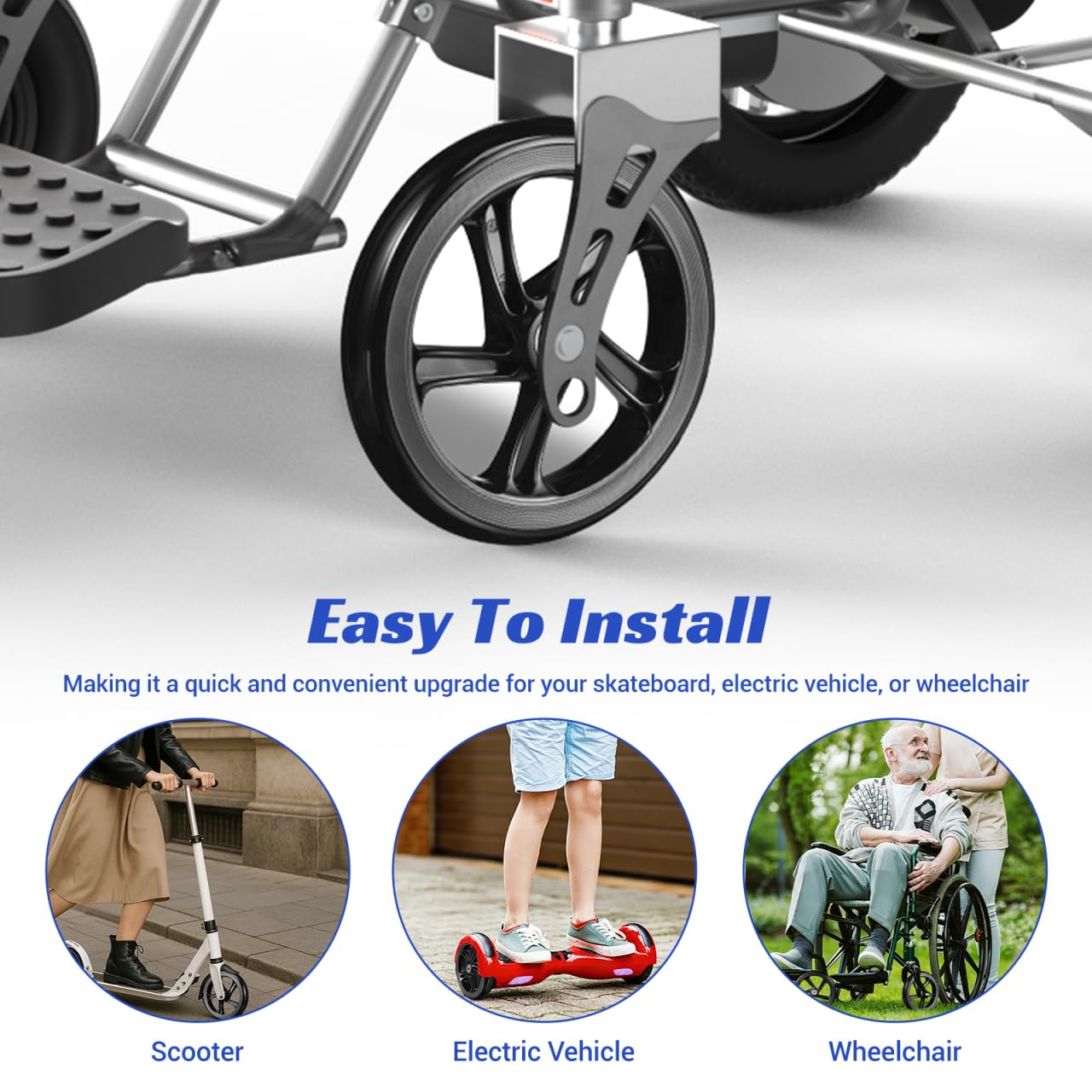minkissy Roues de rechange pour scooters - Diamètre : 175 mm - Antidérapantes - Installation facile - Pour fauteuil roulant de scooter