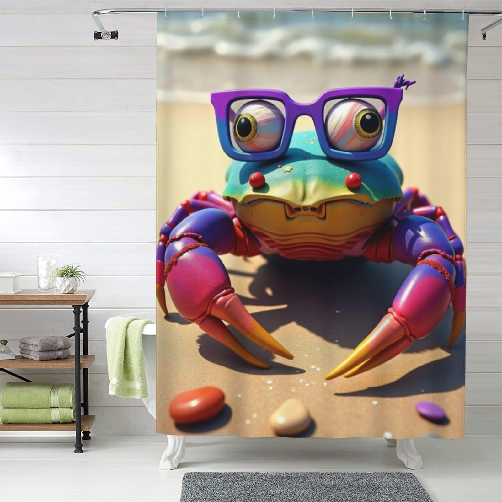 Rideau de douche résistant crabe n° 6 pour en finir avec le tissu collant