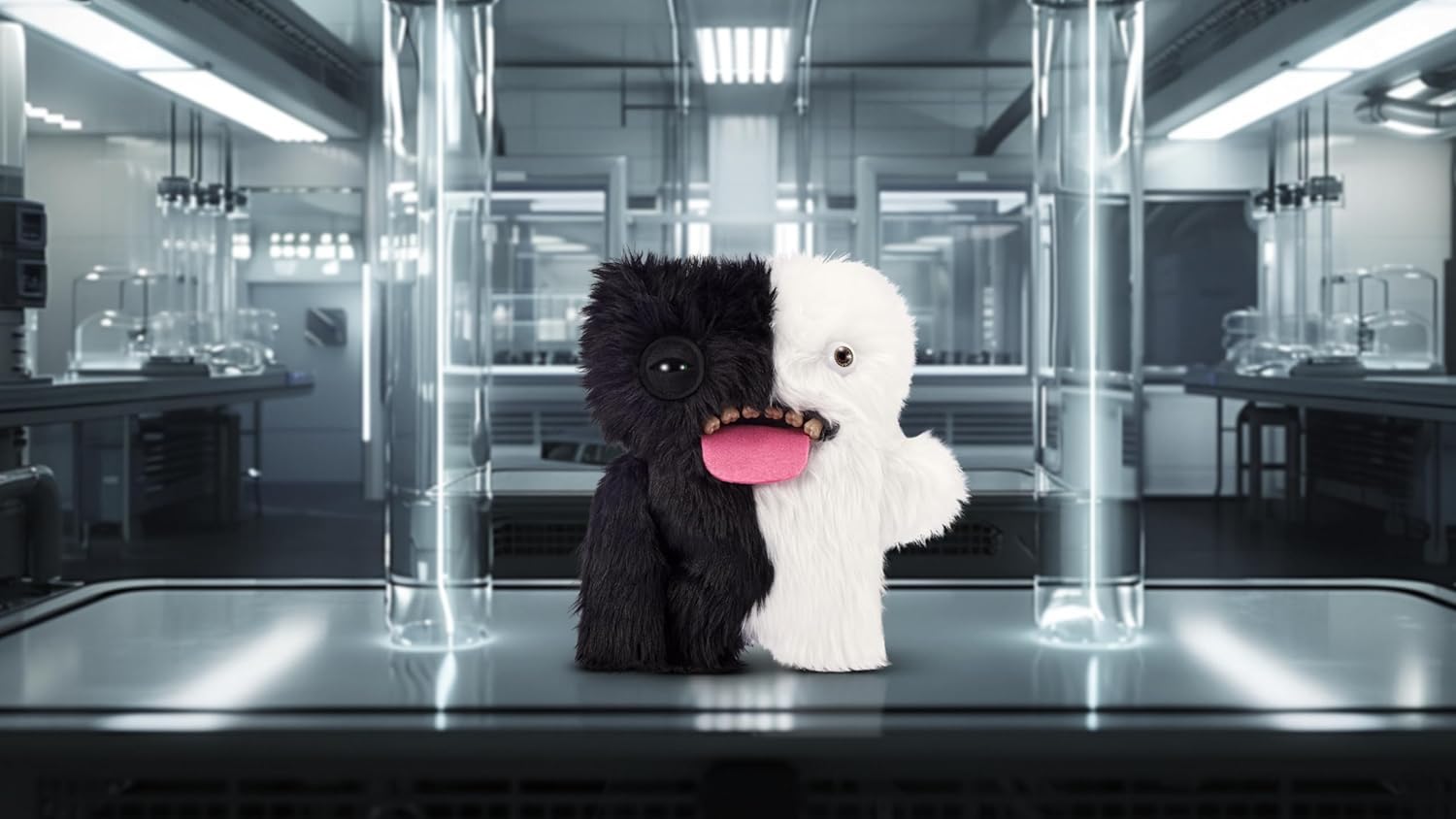 Fuggler Misfit Monsters 23 cm Series 1 by Zuru, Funny Ugly Monster Plush Toy (Wide Eyed & Oogah Boogah - Black & White)