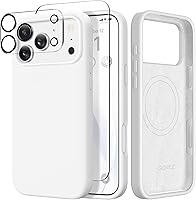 Vista 122 de GONEZ Funda de silicona para iPhone 14 Pro Max, compatible con MagSafe, con protector de pantalla + protector de lente de cámara, silicona líquida a