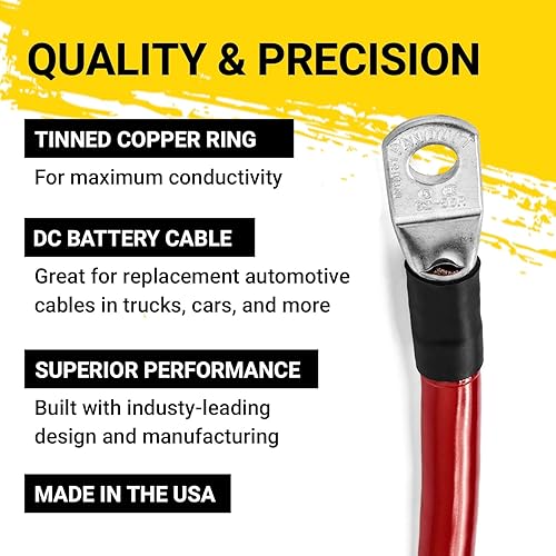 Miniatura 19 de Spartan Power - Cable de batería de 3 pies, juego de cables de calibre 4 AWG, 3/8 pulgadas M10, fabricado en EE. UU. 4 AWG-SET-3/8",1/0