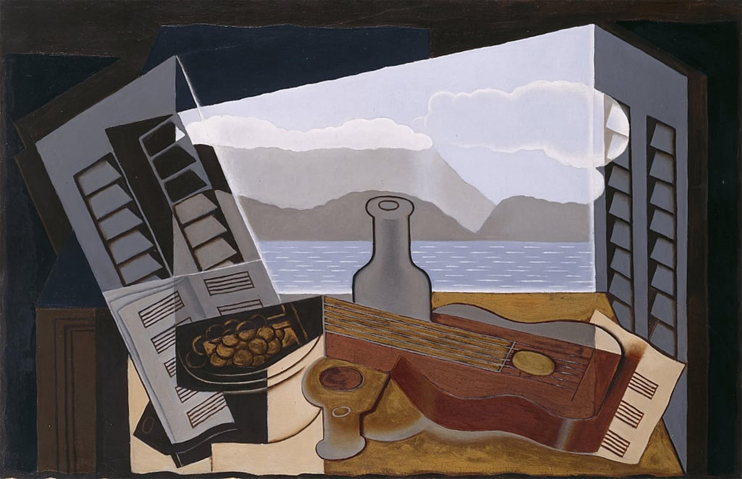 SERENDIPITP Vintage Picture Print on Canvas Wall Art Poster the Open Window by Juan Gris Artwork Print Poster for Wall Decor 60x90cm