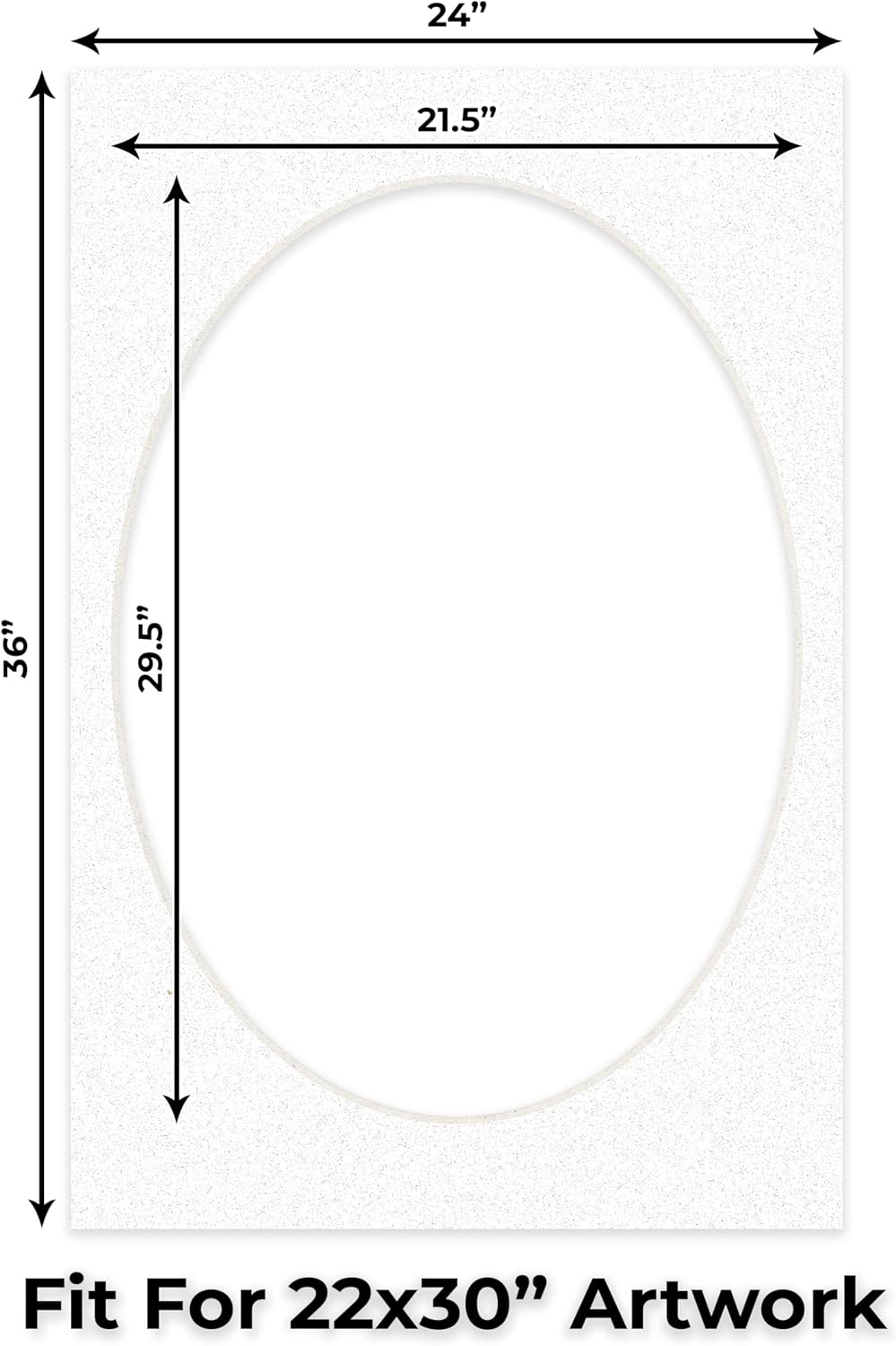 24x36 Mat Bevel Cut for 22x30 Photos - Precut Oyster Shell White Oval Shaped Photo Mat Board Opening - Acid Free Matte to Protect Your Pictures - Bevel Cut for Family Photos, Pack of 1 Matboard