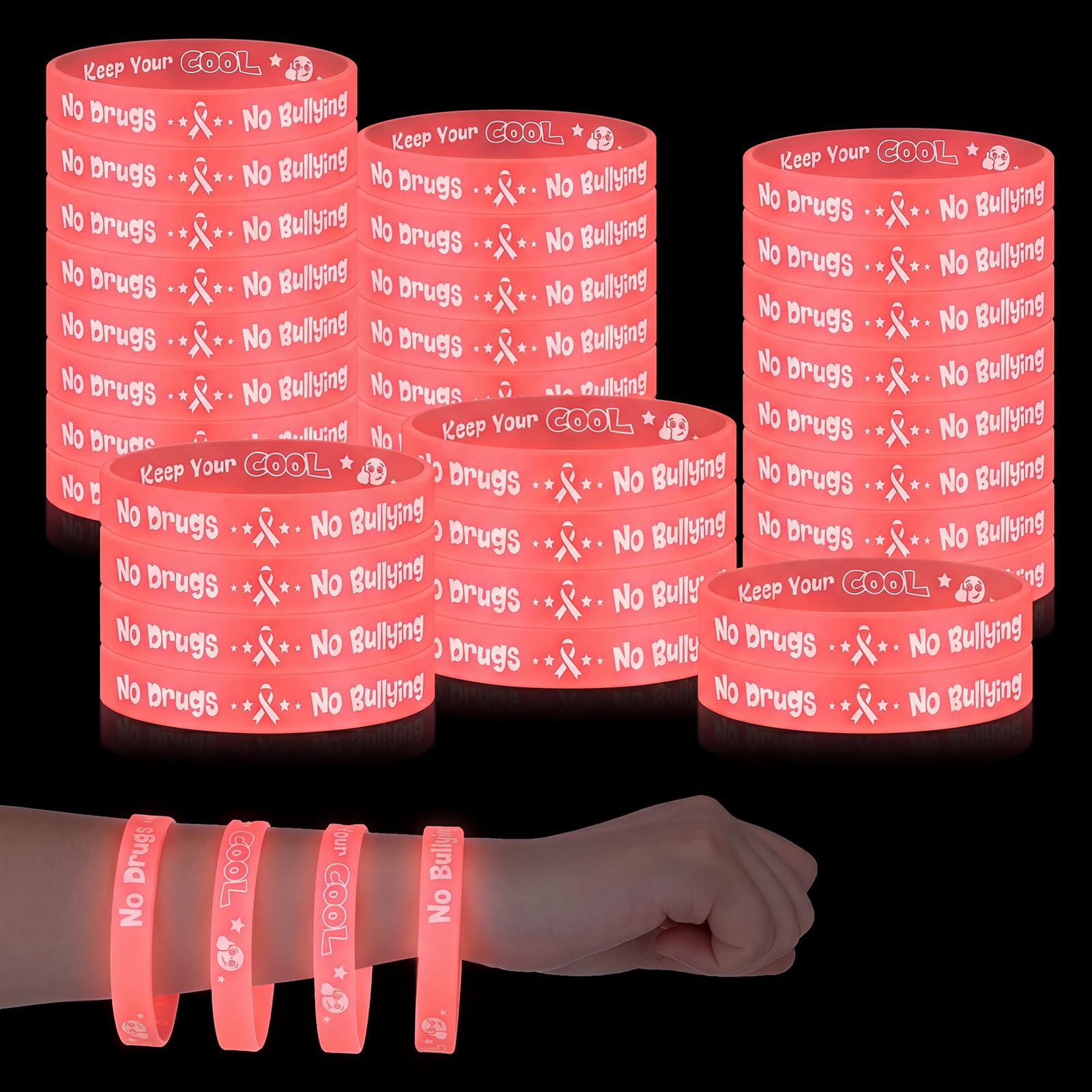 Photo 1 of Junkin Silicone Wristbands - 64 Pcs
