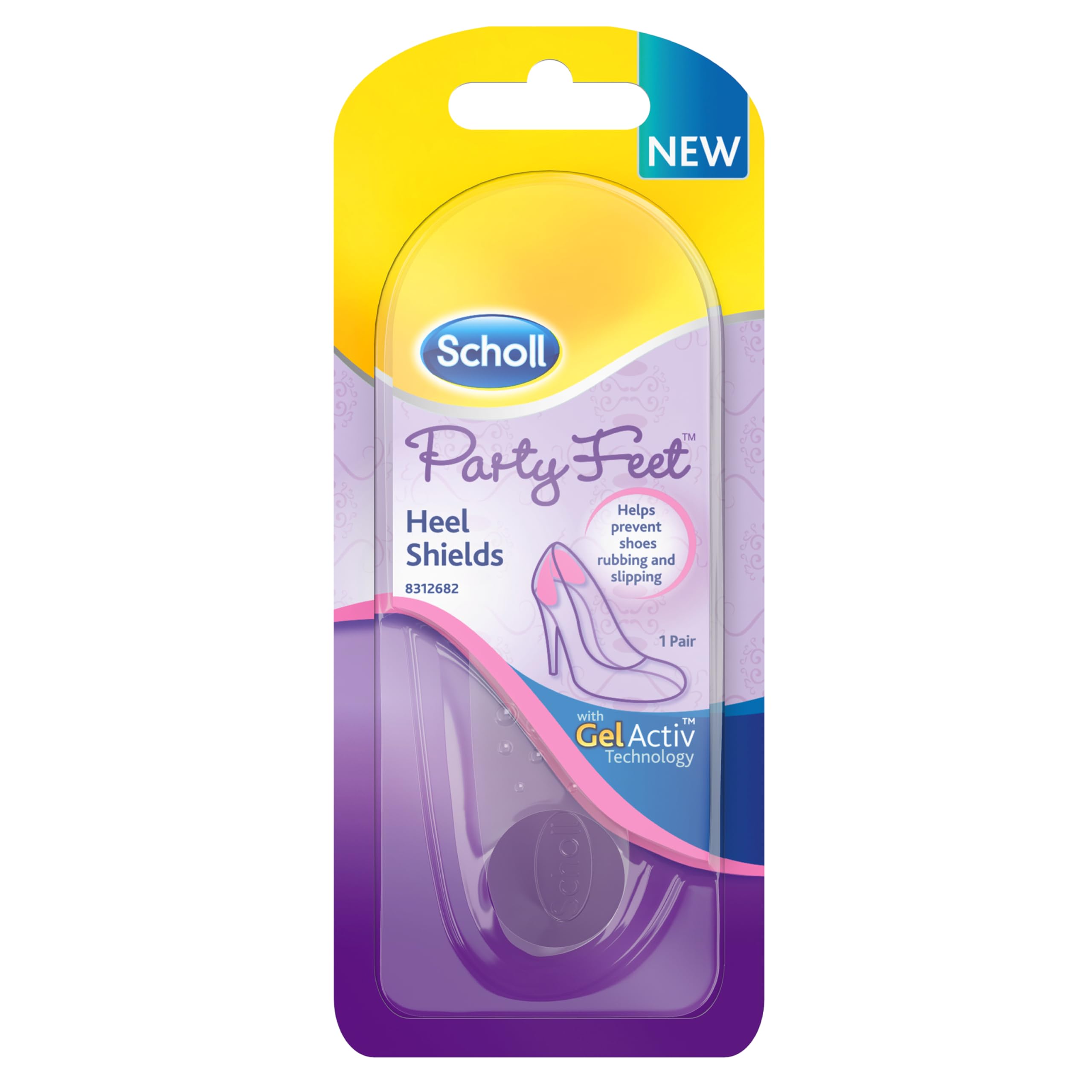 SchollParty Feet Invisible Gel Heel Shields, Protects Heels from Rubbing and Slipping - Suitable for Most Shoes, Including High Heels and Stilettos - Universal Size, 1 Pair of Heel Shields