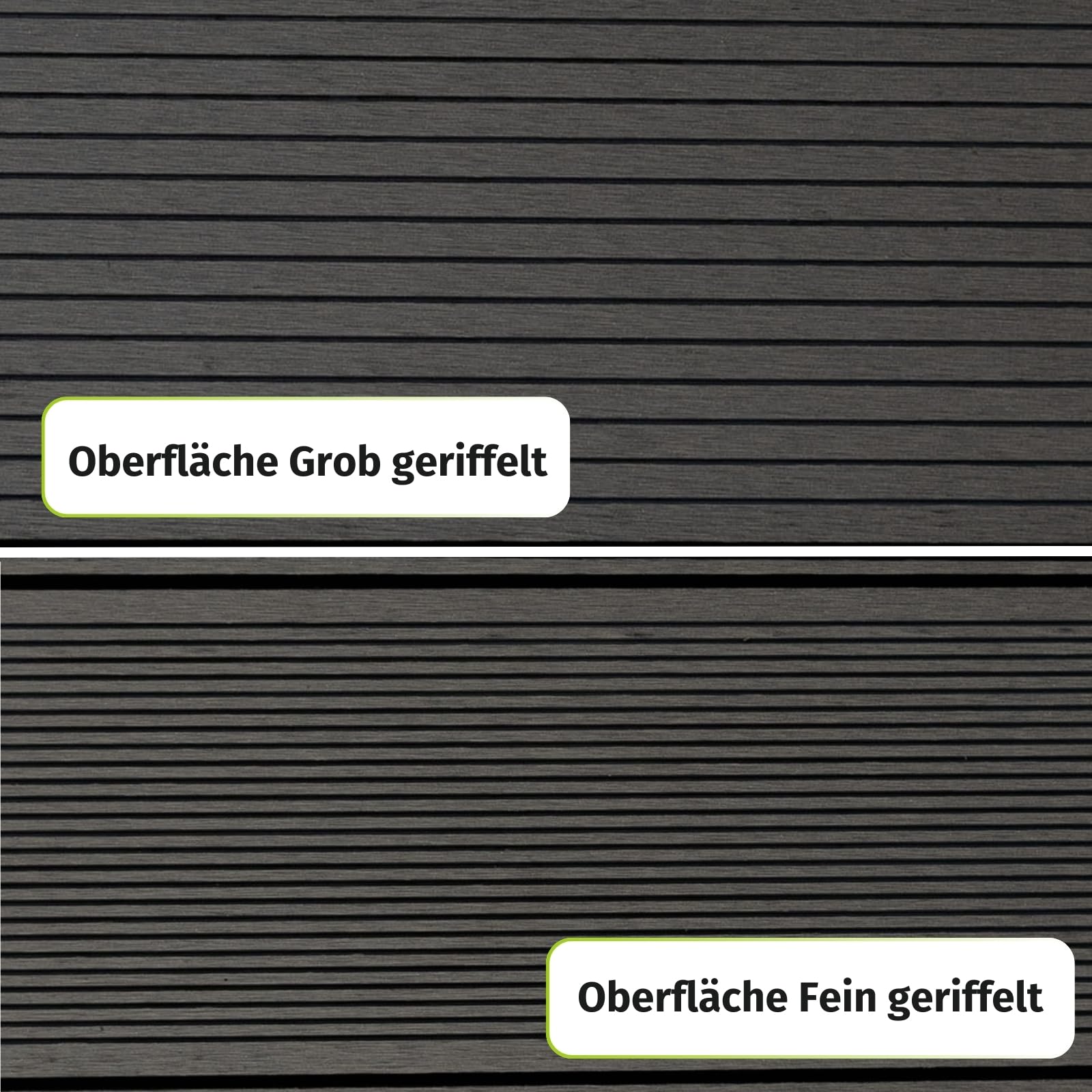 HORI WPC Terrassendielen Komplettset Mauritius verschiedene Farben - Massivdiele, beidseitig nutzbar, inkl. Unterkonstruktion & Clips Fläche: 15 m² - 320 cm Dielenlänge - Grau