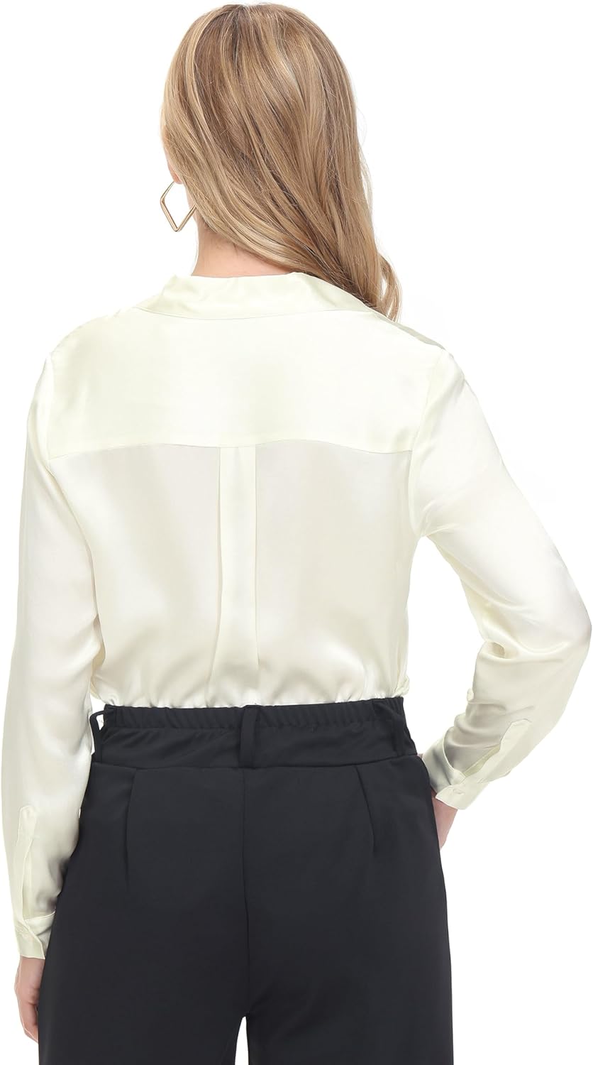 Women's Silk Blouse 100% Mulberry Silk Long Sleeves Shirt - Image 6