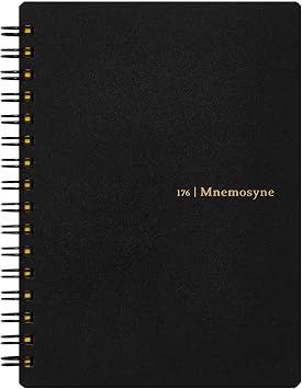 Maruman Mnemosyne Memo Pad, 160 Pages, A6, 4.13"x5.83", 7mm Narrow Ruled | Professional Black Cover Notebook, Lined Paper, Twin-Wire Bound To Lay Flat, Perforated Pages For Quick Notes, Made in Japan