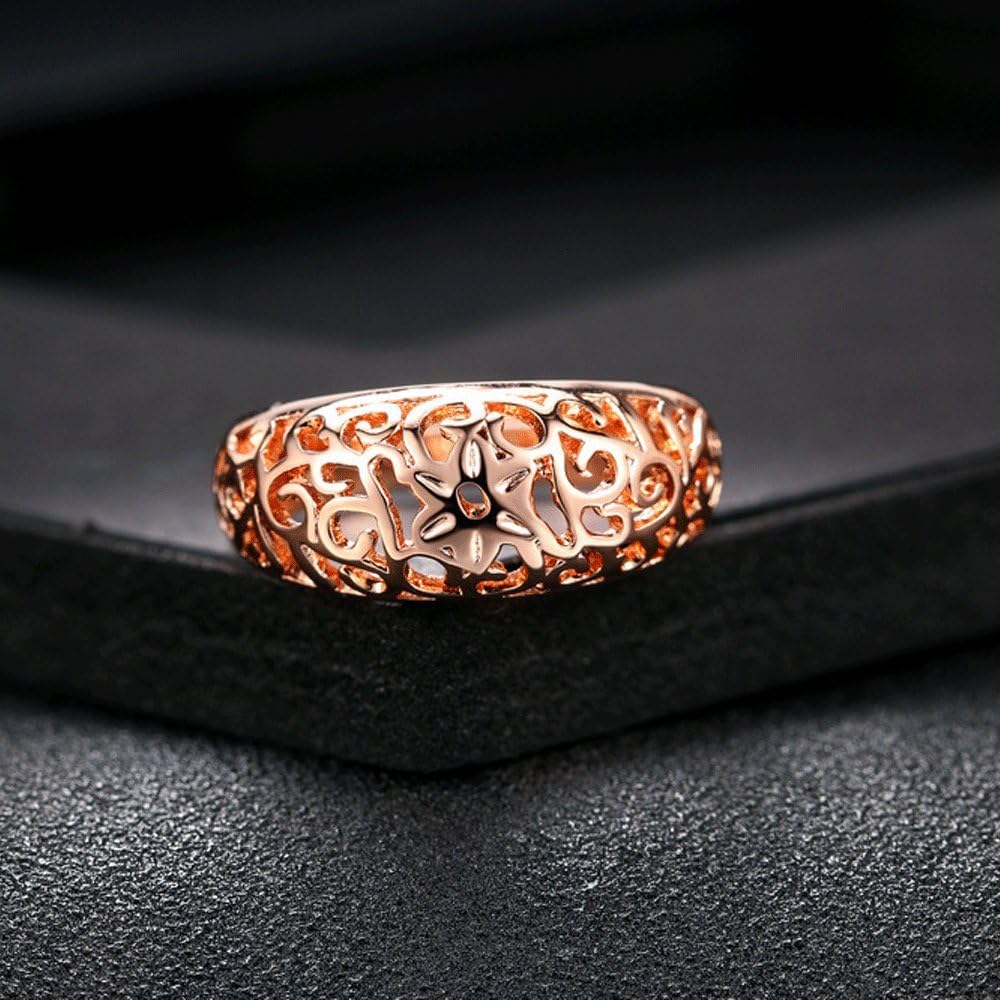 MIKAMU Rings for Women rose 14K Gold CZ cubic zirconia Hollowed out rose Ring - Image 5