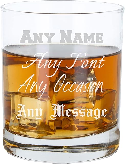 Personalised Engraved Whiskey Tumbler Glass 305ml/10oz Whisky Lowball Tumbler Glasses Personalised gifts for men Birthday Christmas Anniversary Wedding Gift Personalise with Any Message Any Occasion