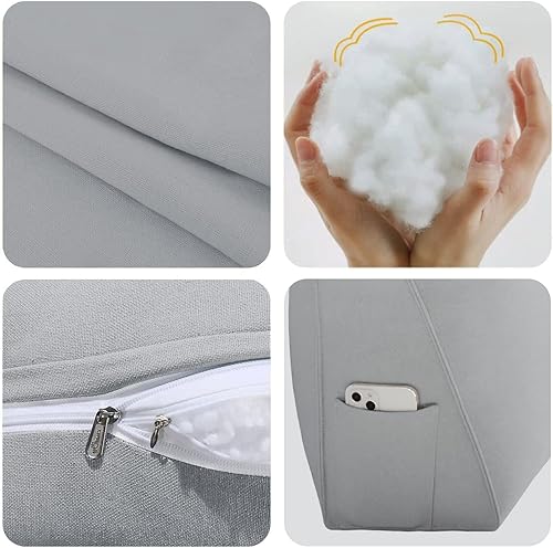Miniatura 3 de Almohada de cuña para cabecero tamaño matrimonial XXL, almohada para respaldo de cama, cojín de respaldo para leer, ver la televisión, trabajar