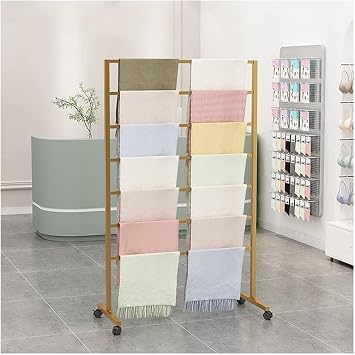 Organizer Holder Household Silk Scarf Rack With Pulley - Scarf Display Rack, Floor Standing Hanging Rack, Metal Hijab Hangers, Floor Standing Sheets Belt Pants Hanging Rack, Clothing Display Racks For