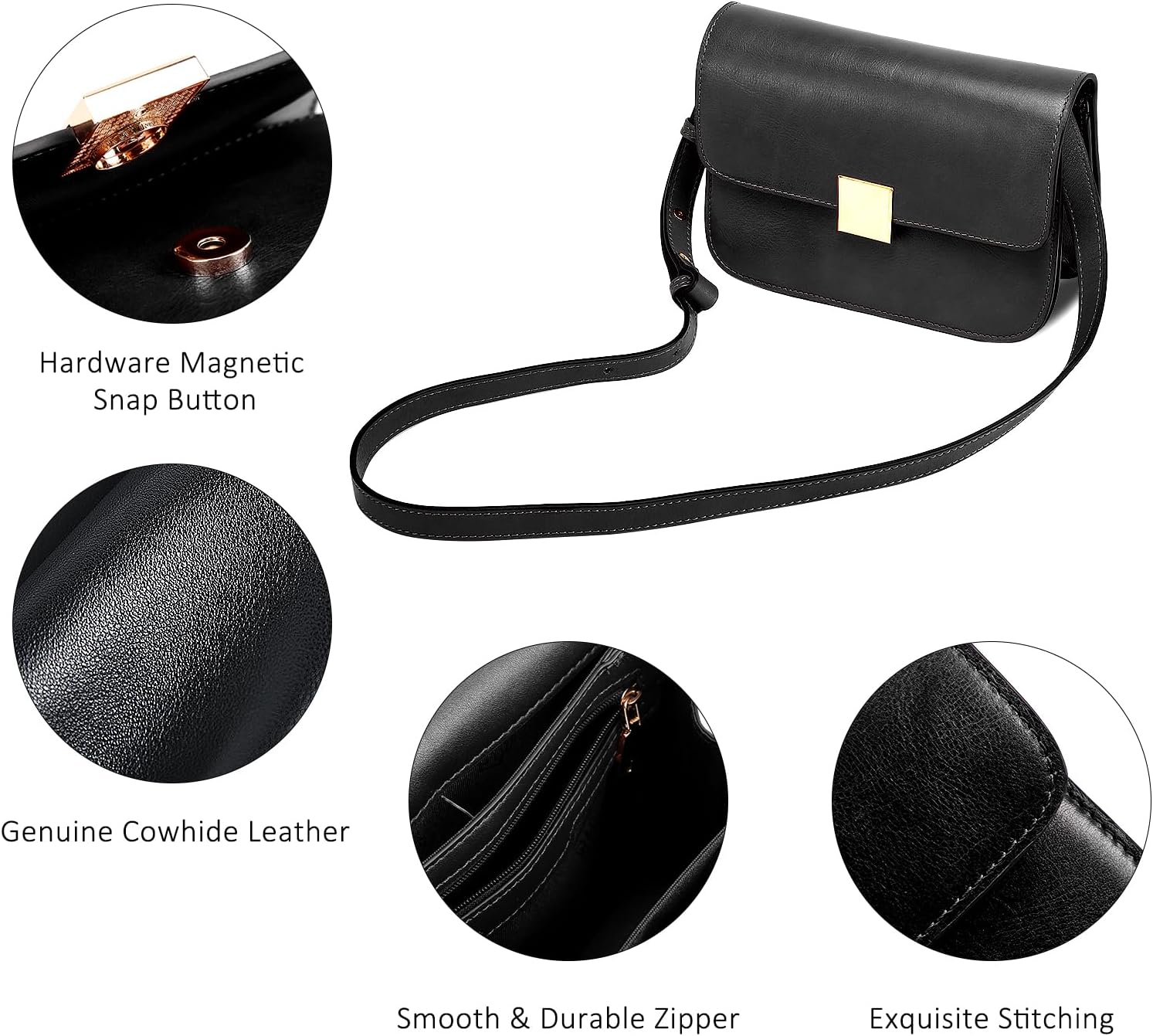 Genuine Leather Crossbody Bag for Women: Fashion Ladies Shoulder Handbag - Small Cross Body Purse for Travel Commute