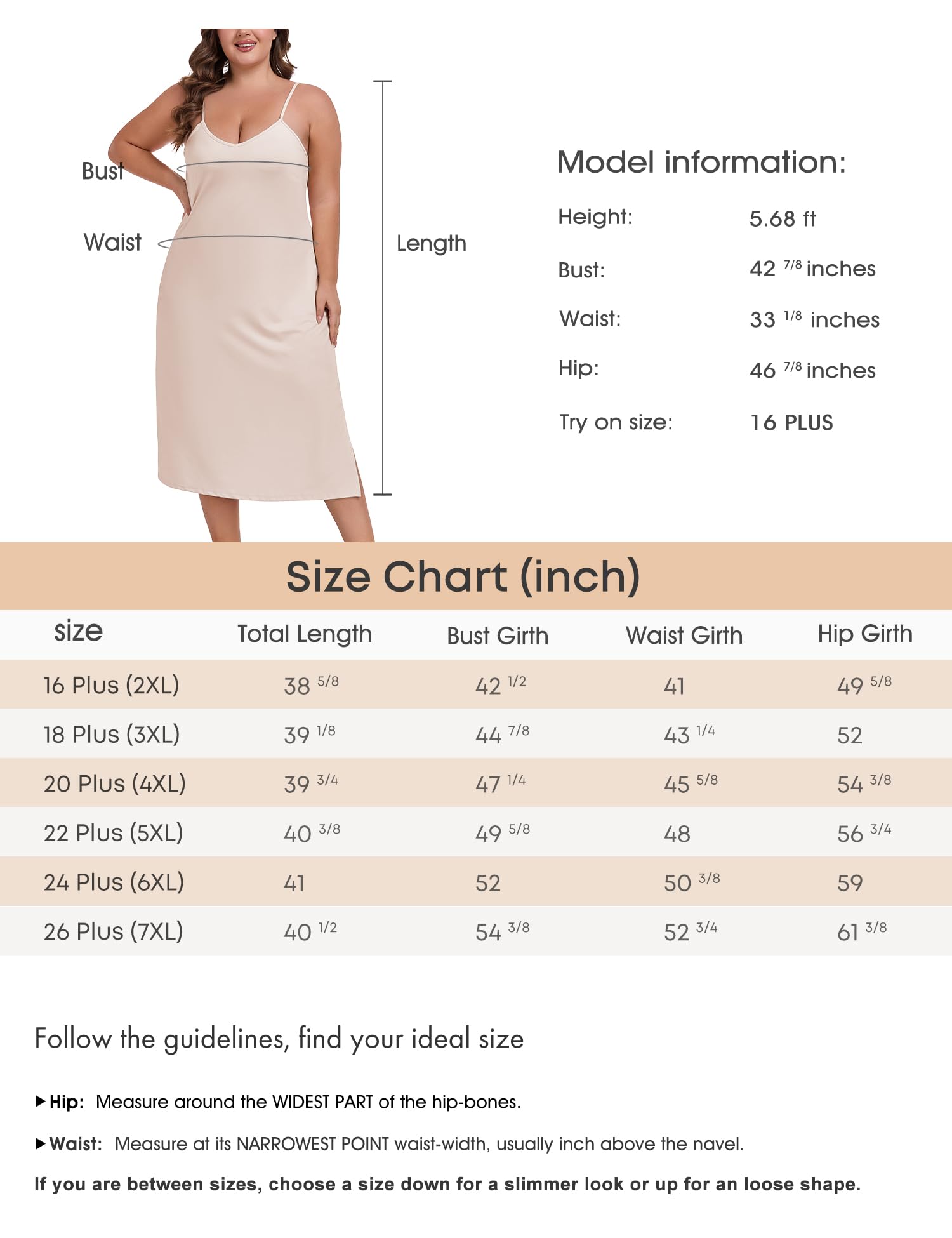 Unterkleid für Damen, Übergröße, verstellbarer Spaghettiträger, V-Ausschnitt, langer Slip, Cami-Nachthemd