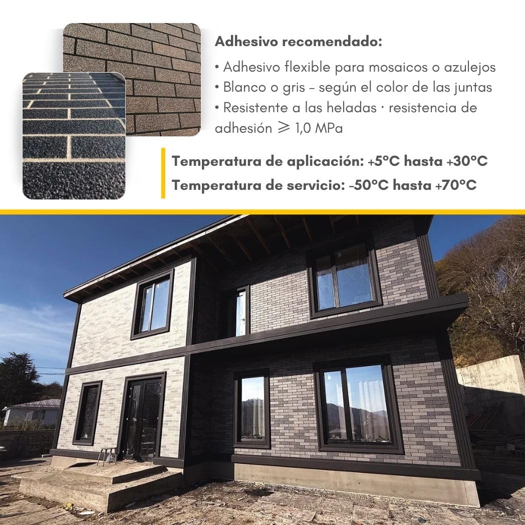 AMK Paneles Decorativos para Pared – Revestimiento de Piedra Artificial (Marmorsplitt) – Imitación Ladrillo – 10 Paneles (9.4 m²) – 410 Mix-Rojo – Para Fachadas e Interiores