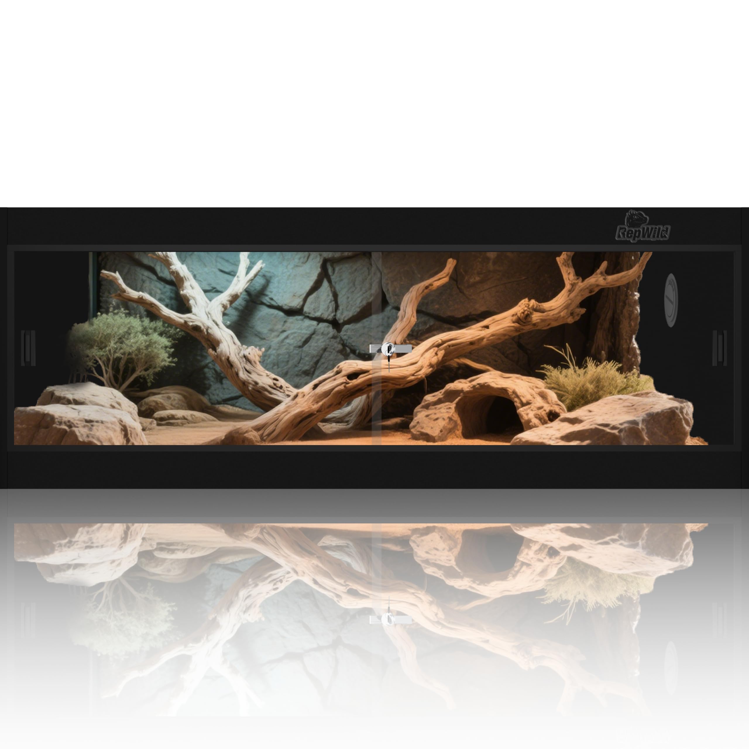 65 Gallon PVC Reptile Enclosure, RepWild 48"x18"x18" Terrarium/Tank with Heavy-Duty Screen Top, Glass Sliding Doors & Lock for Bearded Dragons, Ball