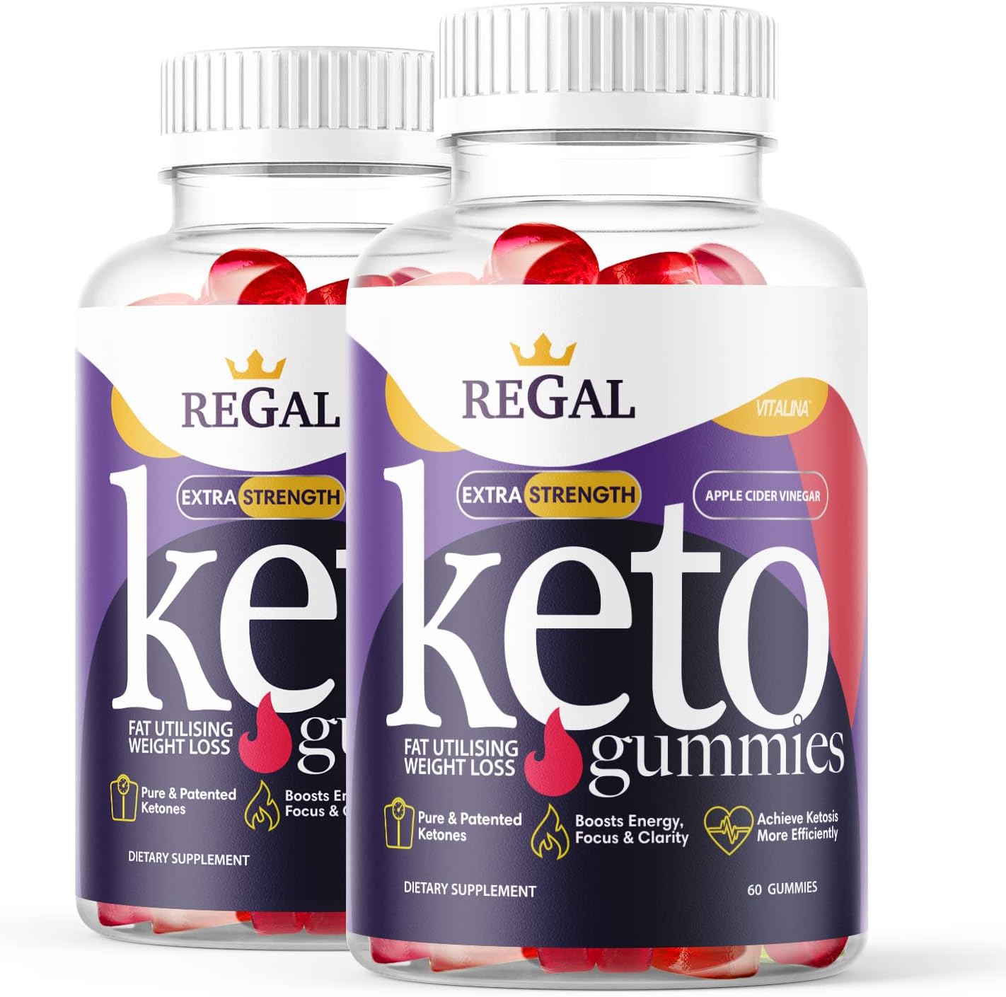 (2 Pack) Regal Ketosis Gummies, Extra Ketogenic ACV Gummy