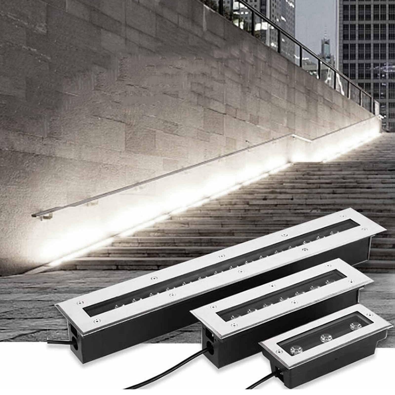 Focos empotrables exteriores luces LED de suelo jardín foco impermeable de tira larga 24W
