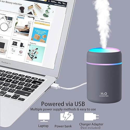 Miniatura 4 de Generic Pequeño humidificador de coche de oficina colorido luz USB uso (gris), medio, JASHI 001