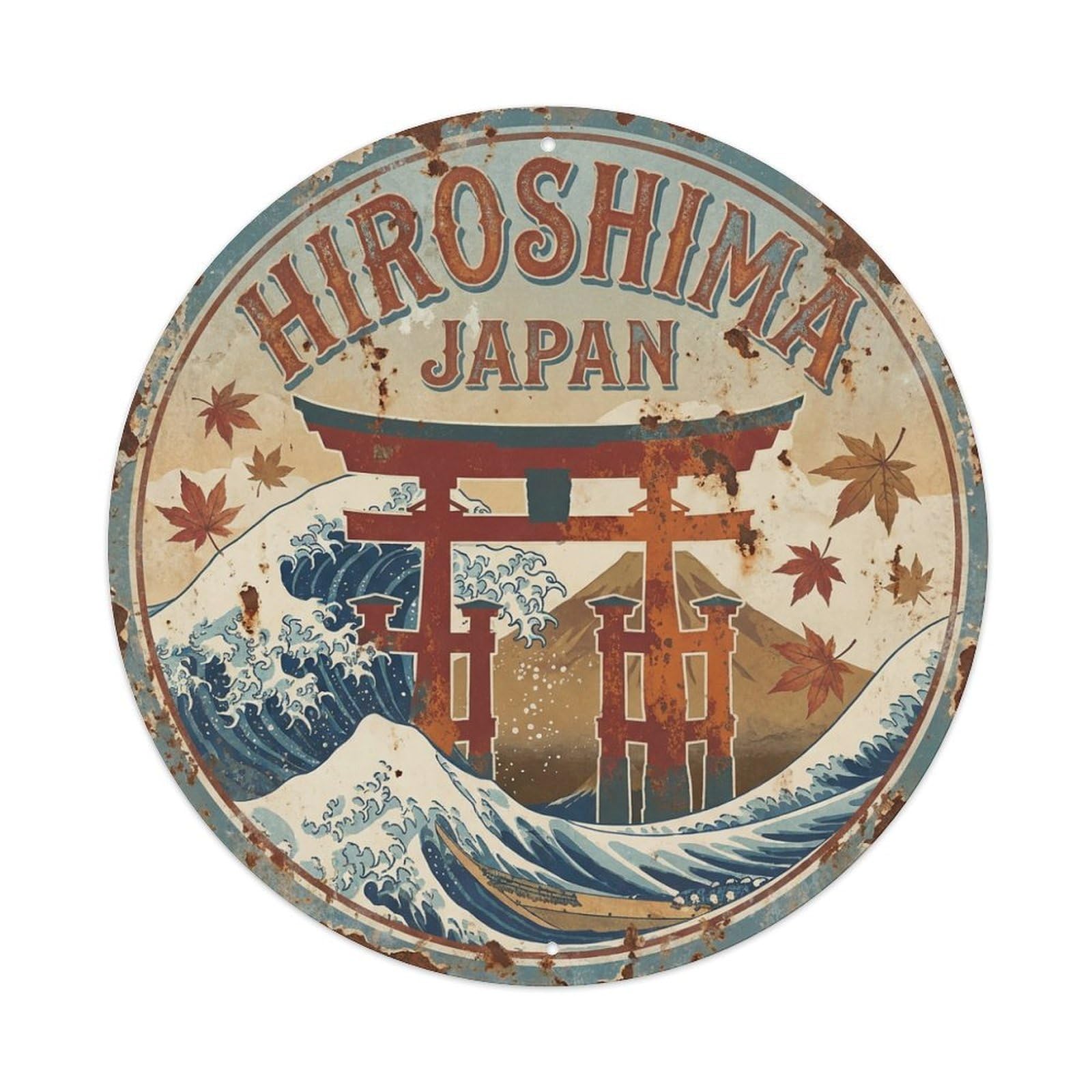 Travel Vintage Japan Hiroshima Metal Tin Sign