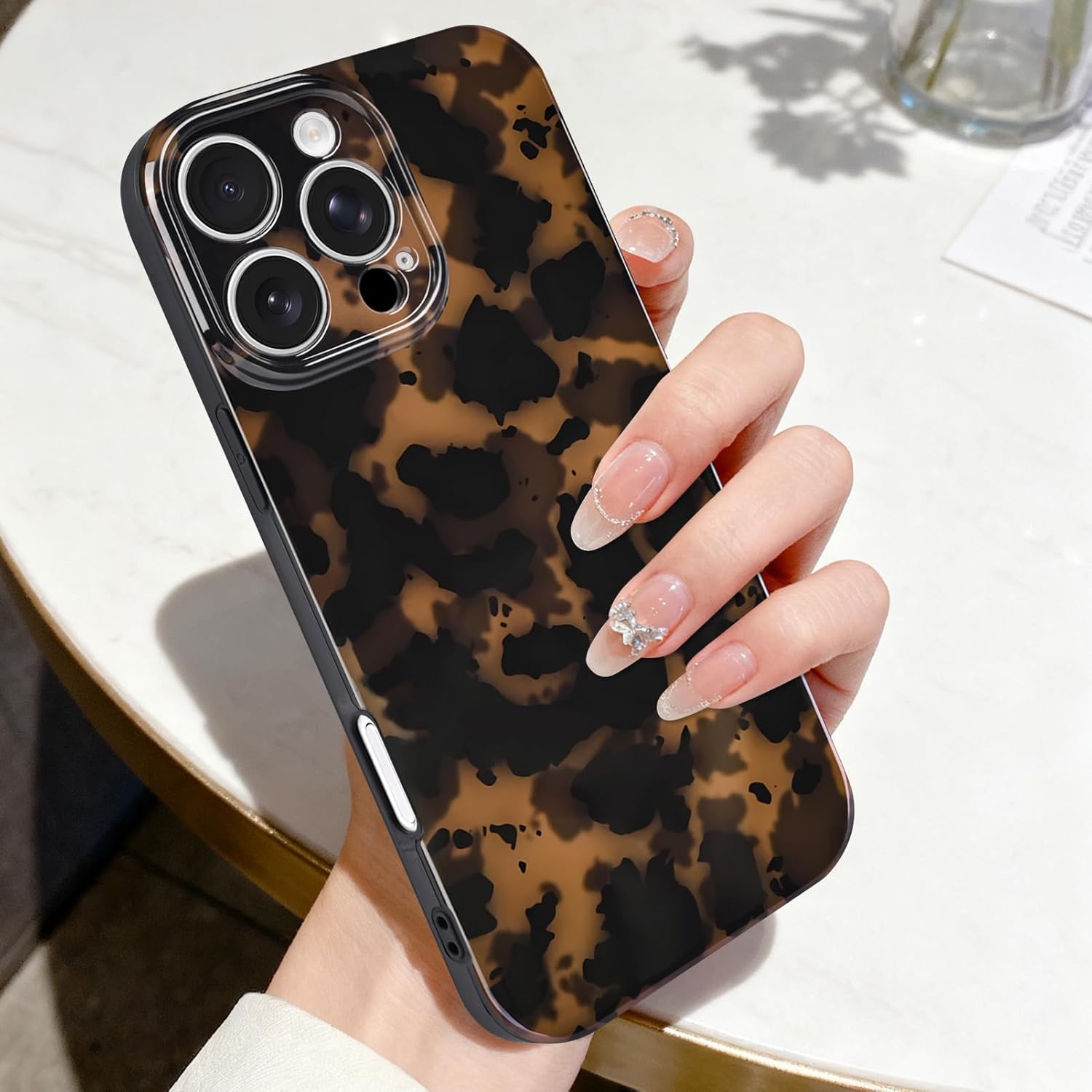 Compatible with iPhone 16 Pro Case 6.3 inch,Tortoise Shell Retro Amber Brown Cheetah Print Leopard, Classic Soft TPU Protective Shockproof Case for iPhone 16 Pro - Image 2