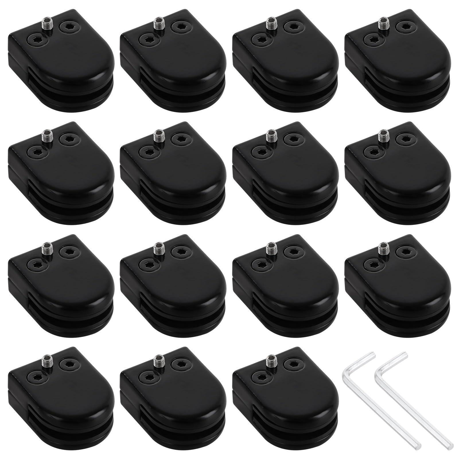 16Pcs Glass Clamps, Glass Balustrade Clamps, Adjustable 304 Stainless Steel Glasses Brackets for Balustrade Staircase Panel (Black, 8-10mm)