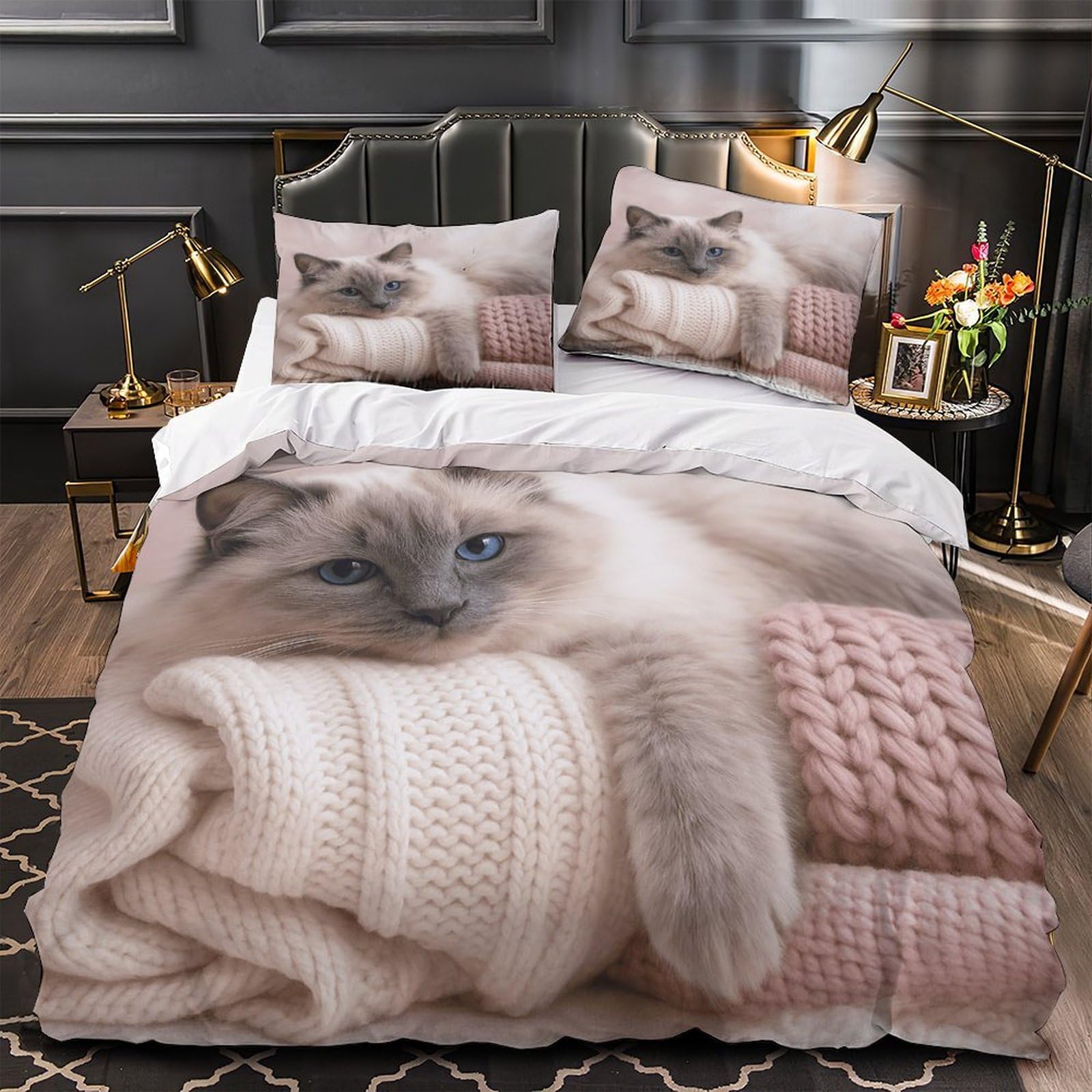 Housse de couette 3D imprimée peau de vache avec parure de lit microfibre confortable 260x220
