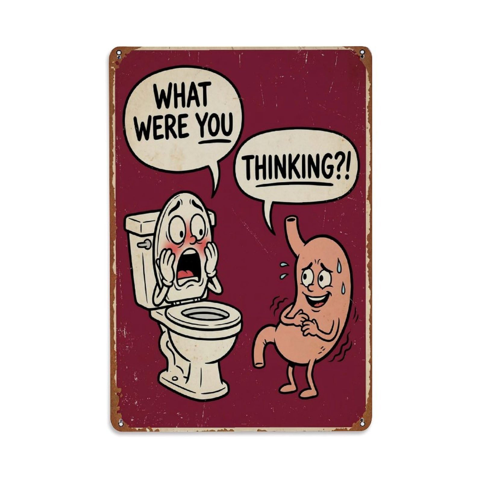 What Were You Thinking Funny Vintage Humorous Toilet Metal Tin Sign