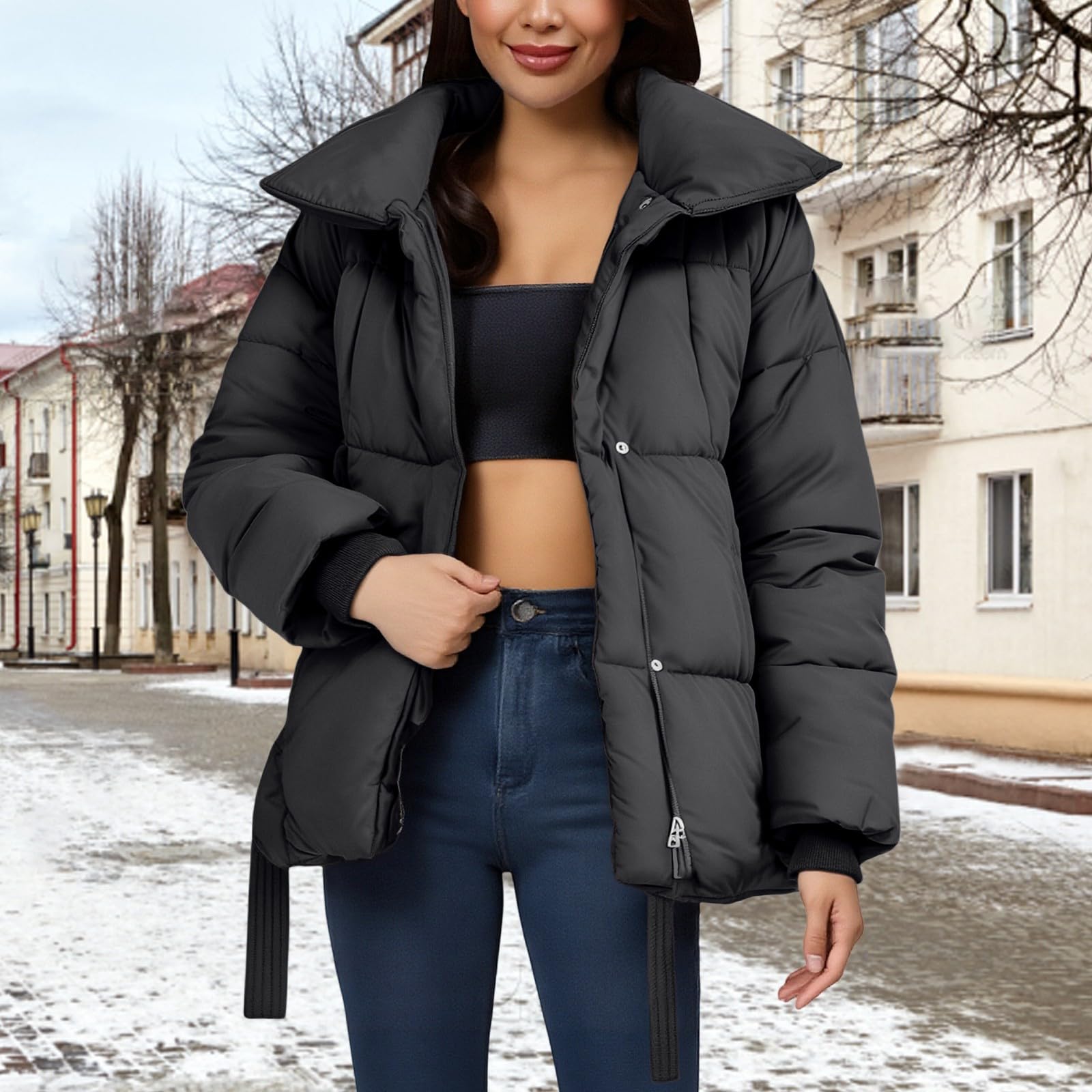 Chaqueta acolchada ligera con capucha para mujer, chaqueta de invierno larga, abrigo de plumón, abrigo de invierno cálido, parka de invierno resistente al viento, chaqueta de plumón, chaqueta de