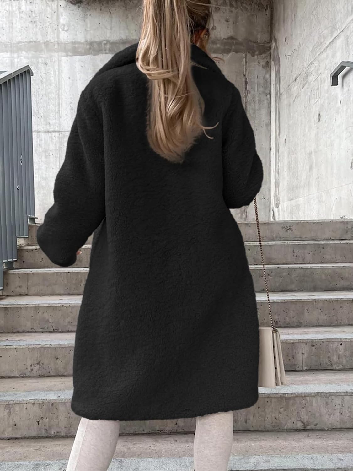 Women's Long Faux Fur Coats With lining Warm Winter Jackets For women Fuzzy Fleece Outerwear Button Down - Image 3