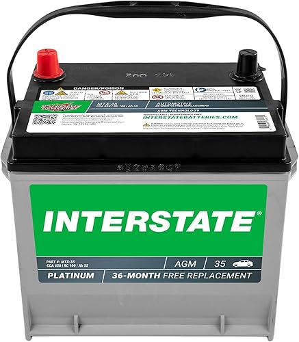 Interstate Batteries Batería automotriz de 12 V 55 Ah (tamaño del grupo 35) 650CCA SLI AGM Reemplazo de batería automática para automóviles, SUV,