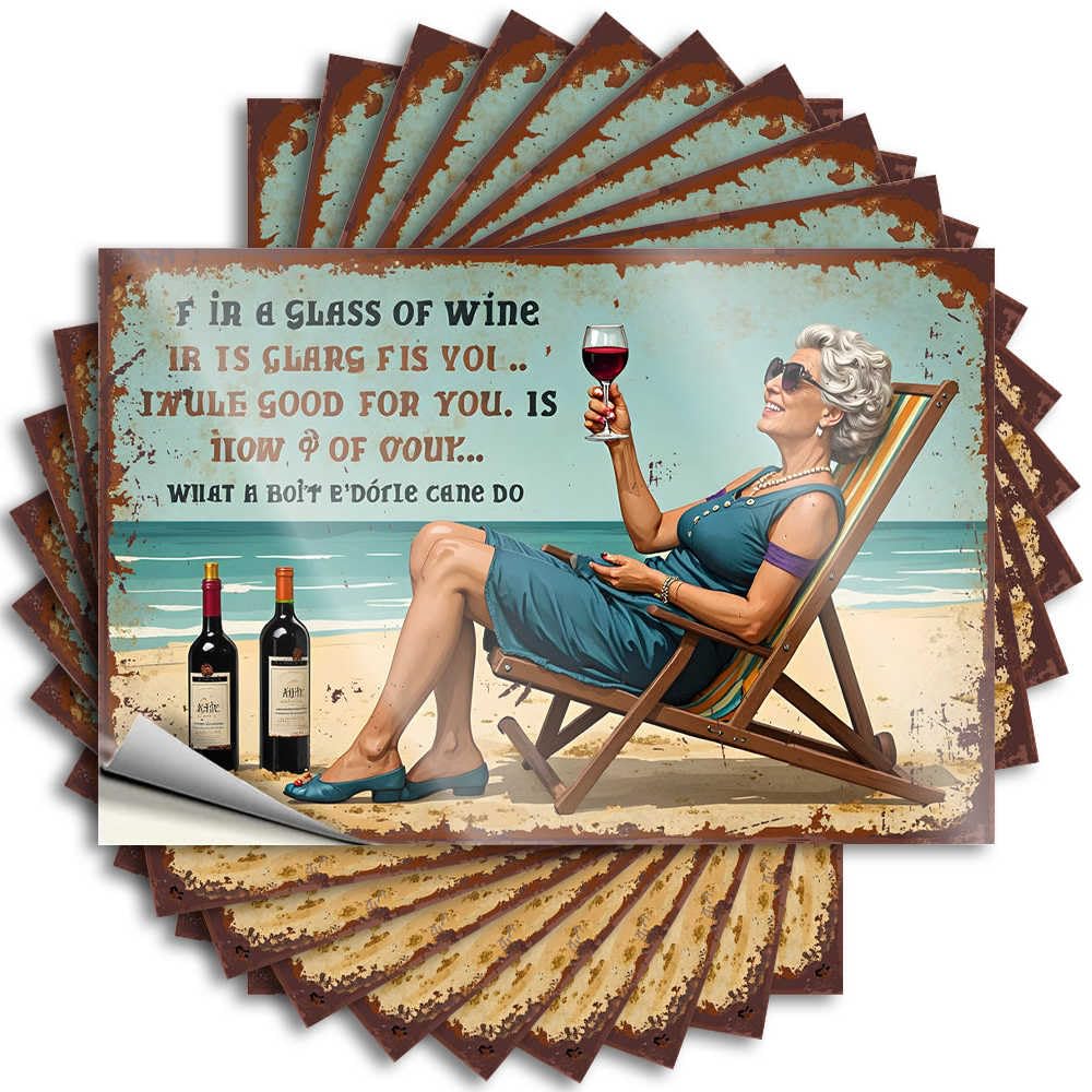 Sticker Outdoor Camping Accessories | Southern Hard Relaxing Beachside with A Glass of Wine: A Perfect Summer Moment for Men(12X18CM)