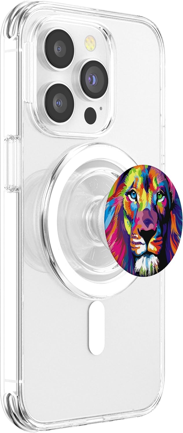 Watercolor Colorful Wild Cat Lion Pop Mount Socket PopSockets PopGrip for MagSafe