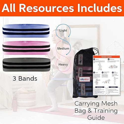 Miniatura 6 de ellostar Bandas de resistencia para ejercicio de piernas y glúteos, bandas antideslizantes fuertes y elásticas, bandas de entrenamiento duraderas