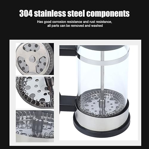 Miniatura 6 de Cafetera/tetera de prensa francesa, cafetera de prensa francesa de acero inoxidable, cafetera fría con calor y diseño de filtración de doble capa,