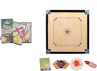 WRF Superior Matte Finish Practice Carrom Board for Serious Professional Practice with Coins Striker and Powder Black New (32 Inch with Vixen Ludo WR-3)