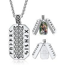 KeyStyle Personalized Picture Necklaces for Men Lockets, Fathers Day Custom Photo Dog Tag Necklace for Dad, Stainless Steel Open Locket Hip Hop Runes Jewelry for Him Gift Box