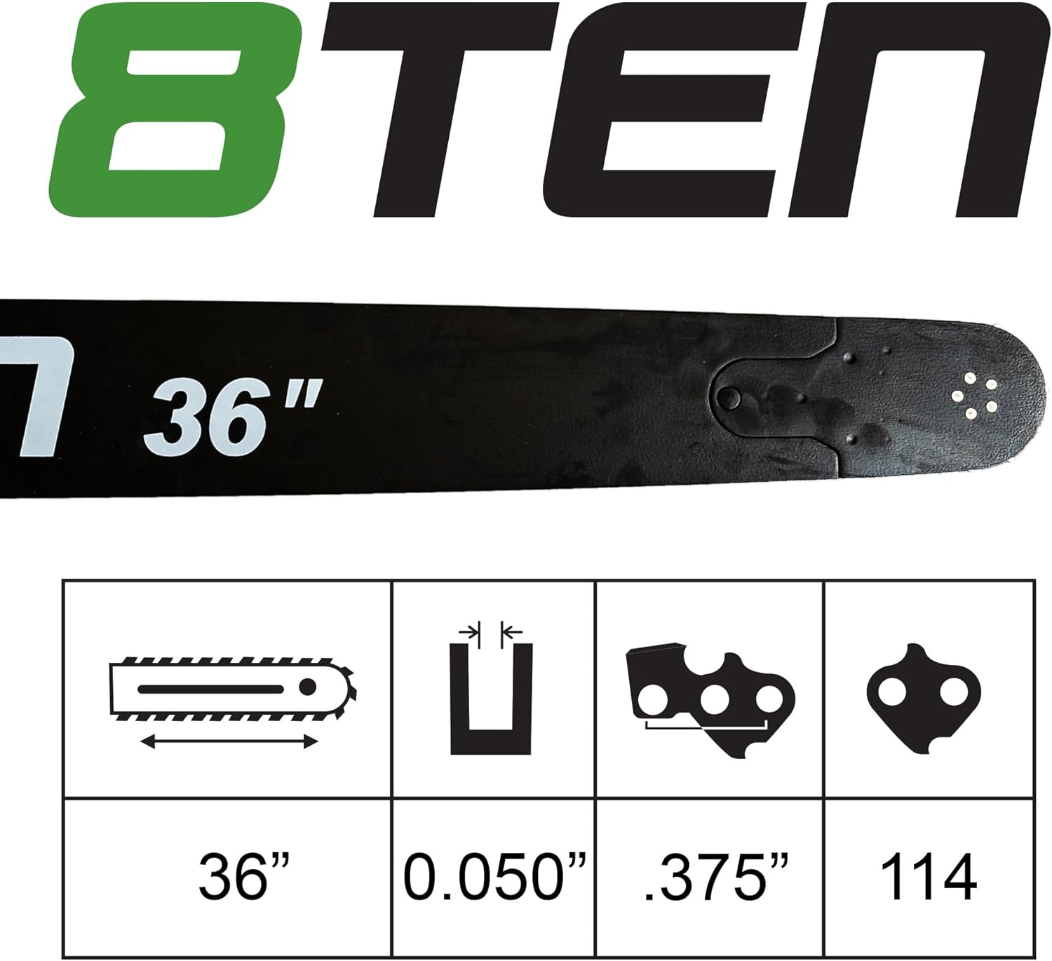 8TEN 36" Chainsaw Guide Bar & Chain .050 3/8 114DL for Stihl 066 044 064 046 038 041 056 048