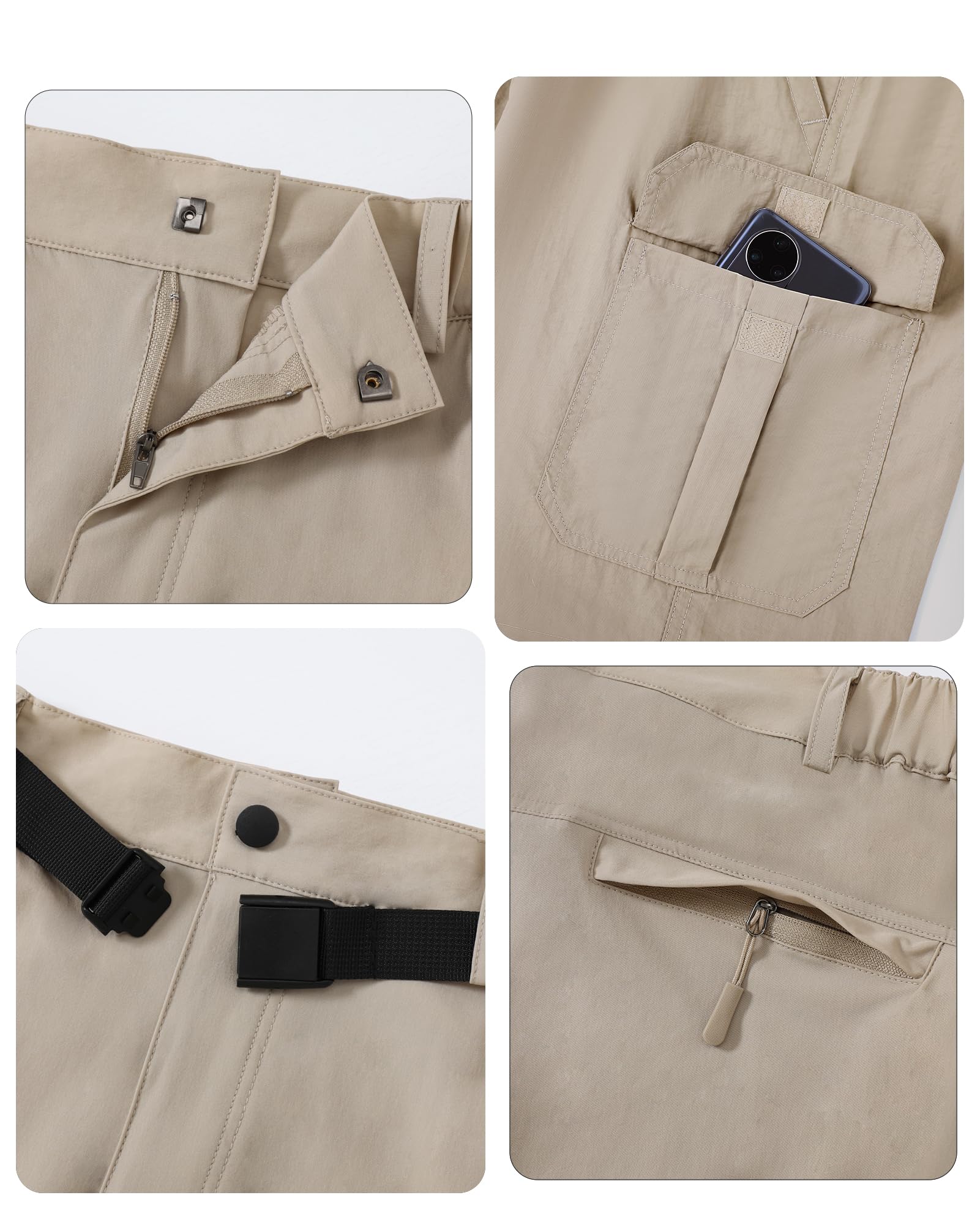 Wanderhose Herren Zip Off Sommer, Abnehmbar Trekkinghose Outdoorhose mit 5 Taschen, Atmungsaktiv Schnell Arbeit Hosen Trockend Funktionshose Softshellhos（Empfohlen: eine Größe größer wählen）