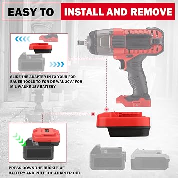 Adapter for Bauer 20V Battery Tools, Fits for DeWalt 20V for Milwaukee 18V Battery Converter