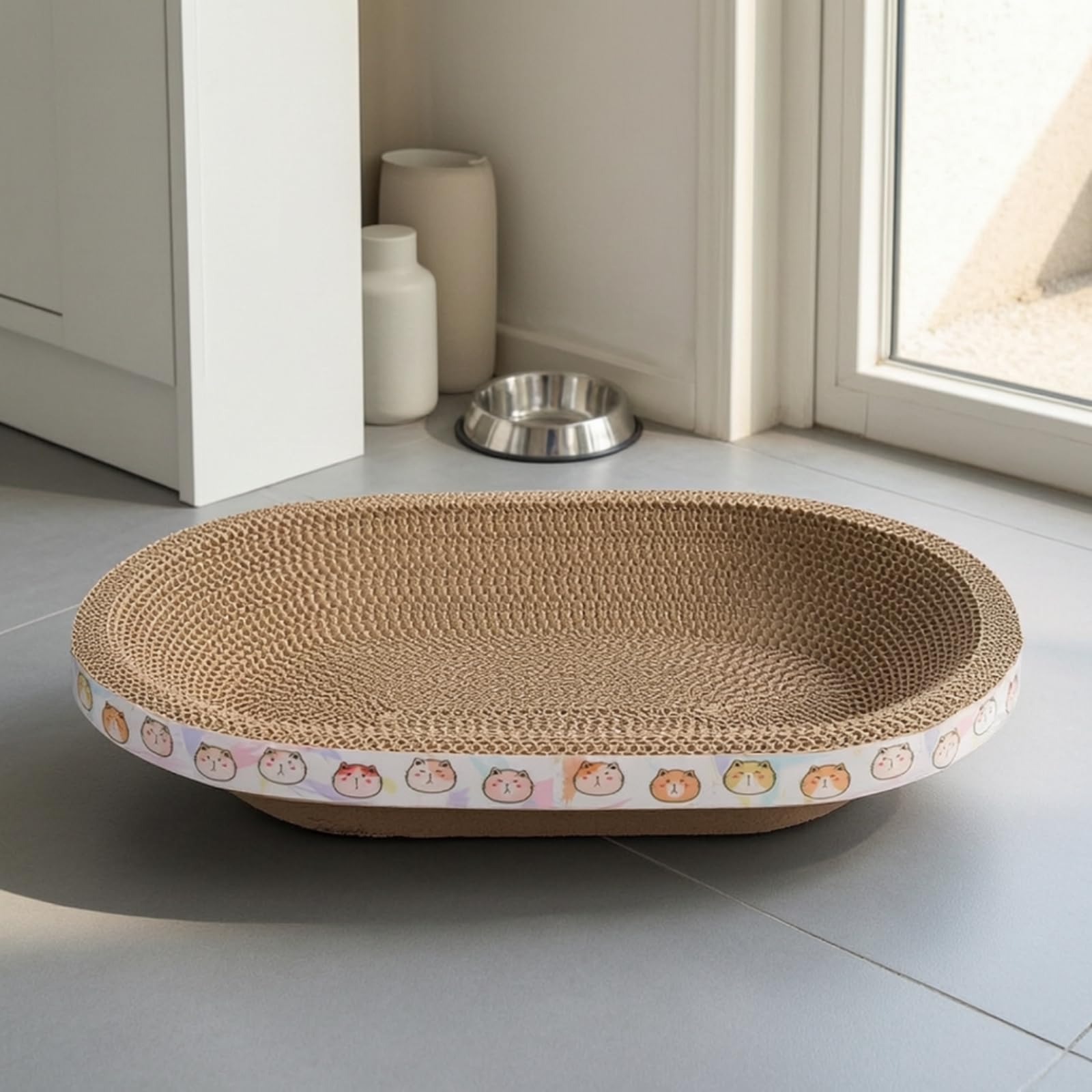 Tiragraffi a Ciotola per Gatti Stabile, Rotondo, Diametro 45 Cm, In Cartone Ondulato, Diametro 45 Cm